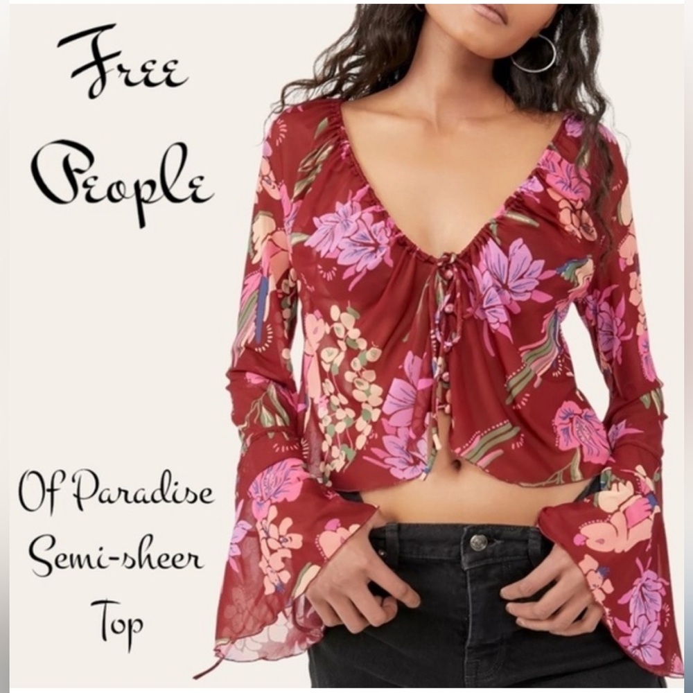🥳HP🥳 Free People Of Paradise Floral Bell Sleeve Top